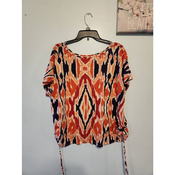 Lane Bryant Cool & Casual Cotton Slub Short Sleeve multicolor top sz 18/20 - Picture 3 of 3